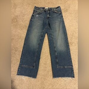 We The Free Free People Risk Taker Straight Leg Denim Jeans Size 31 Raw Hem